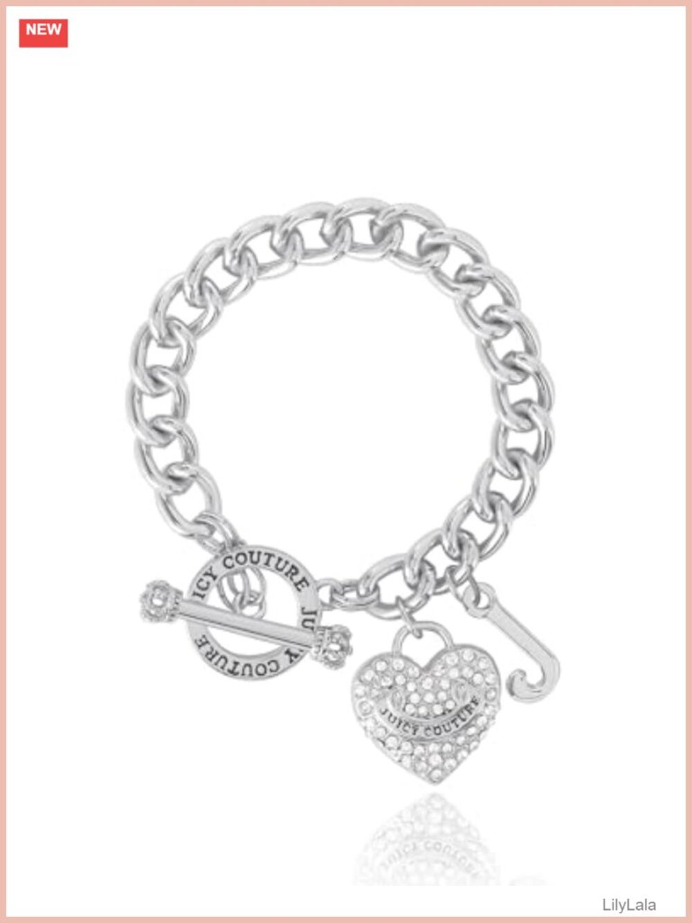 Juicy Couture Silver-Tone Heart Charm Bracelet